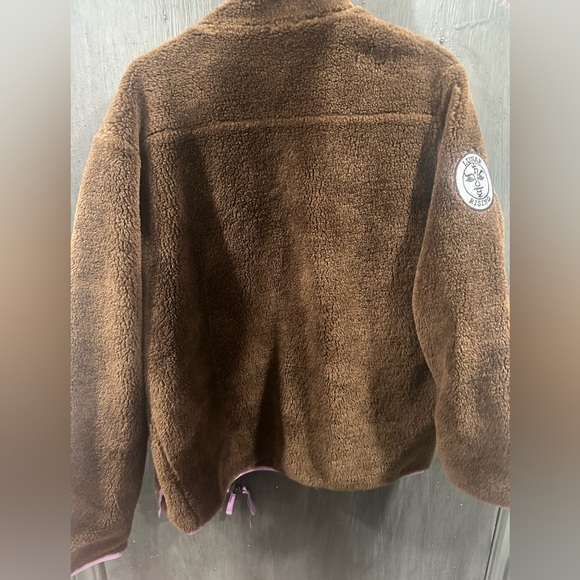 Good Morning Tapes Men's Polar Fleece Zip Jacket in Chocolate - Picture 3 of 4